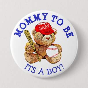 Mammor som är baseballnallebaby shower, knäppas knapp