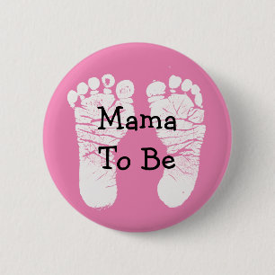 Mammor som är den rosa Fooprint baby shower, Knapp