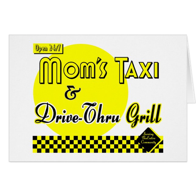 Mammor Taxi & Drive-Thru Retro Art-kort Hälsningskort (Framsidan Horizontal)
