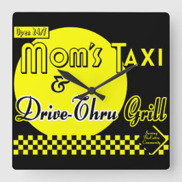 Mammor Taxi och Drive TRU Grill Retro Kitchen Cloc Fyrkantig Klocka