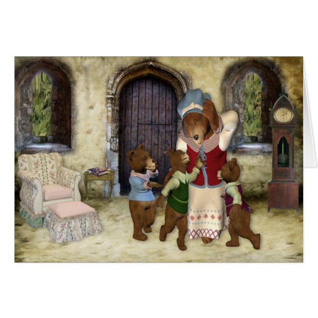 Mammor uthärdar 3 ungar hälsningskort (Framsidan Horizontal)