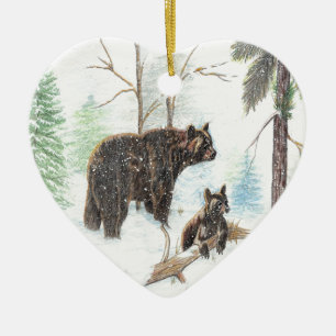 Mammor uthärdar och behandla som ett barn julgransprydnad keramik