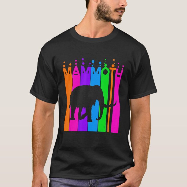 Mammoth Animal Rainbow Bubble with Silhouette T Shirt (Framsida)