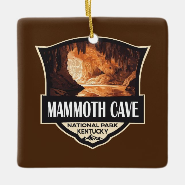 Mammoth Cave National Park Illustration Retro Art Julgransprydnad Keramik (Framsida)