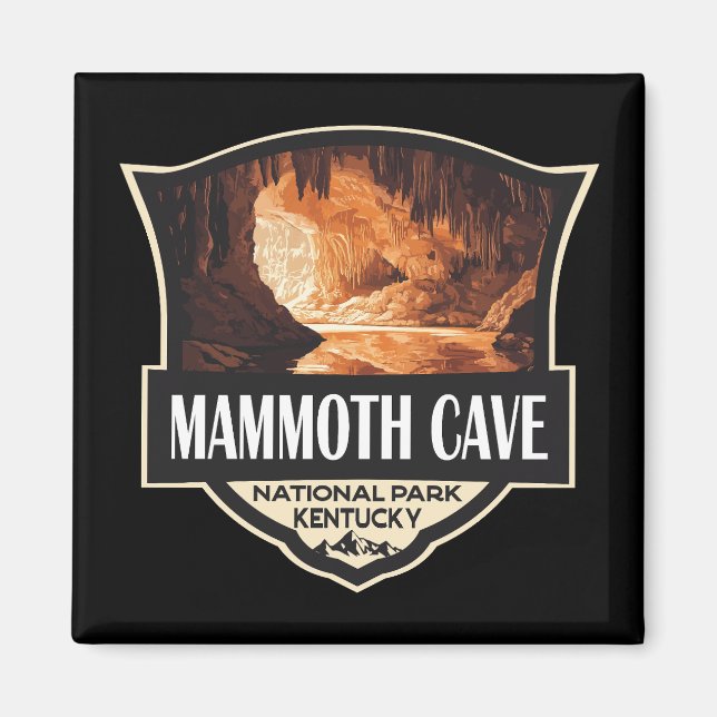 Mammoth Cave National Park Illustration Retro Art Magnet (Framsidan)