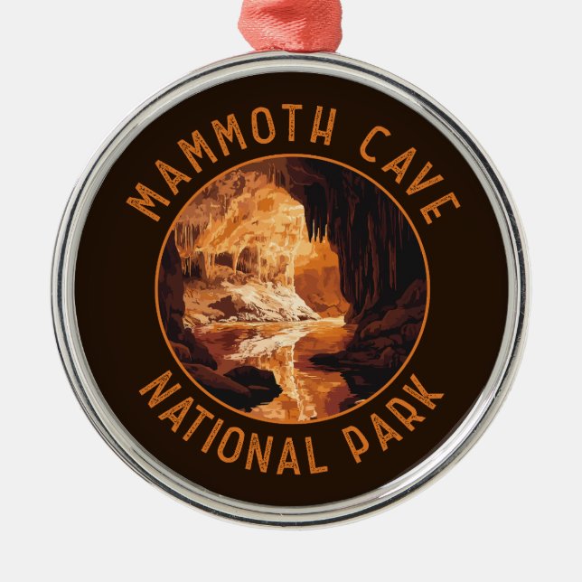 Mammoth Cave National Park Retro Distress Circle Julgransprydnad Metall (Framsidan)