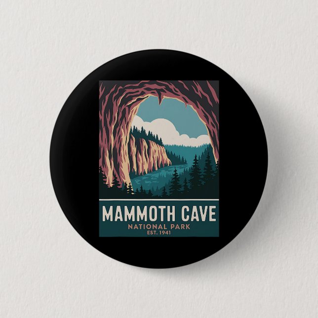 Mammoth Cave National Park Vintage Camping Vandran Knapp (Framsida)