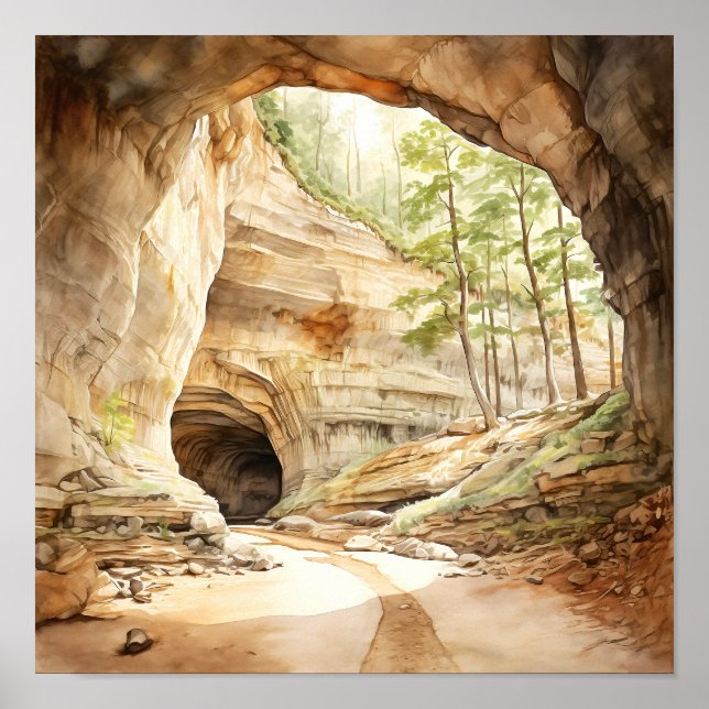 Mammoth Cave National Park Watercolor Poster (Framsidan)