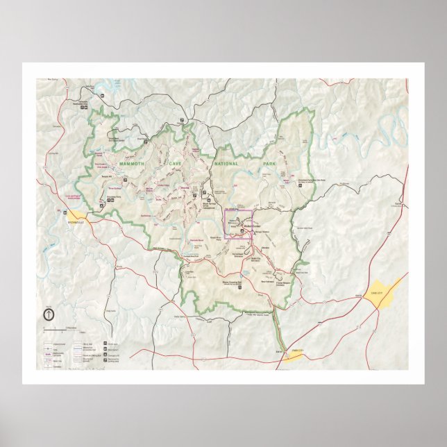 Mammoth Cave nationalpark Karta (1999) Poster (Framsidan)