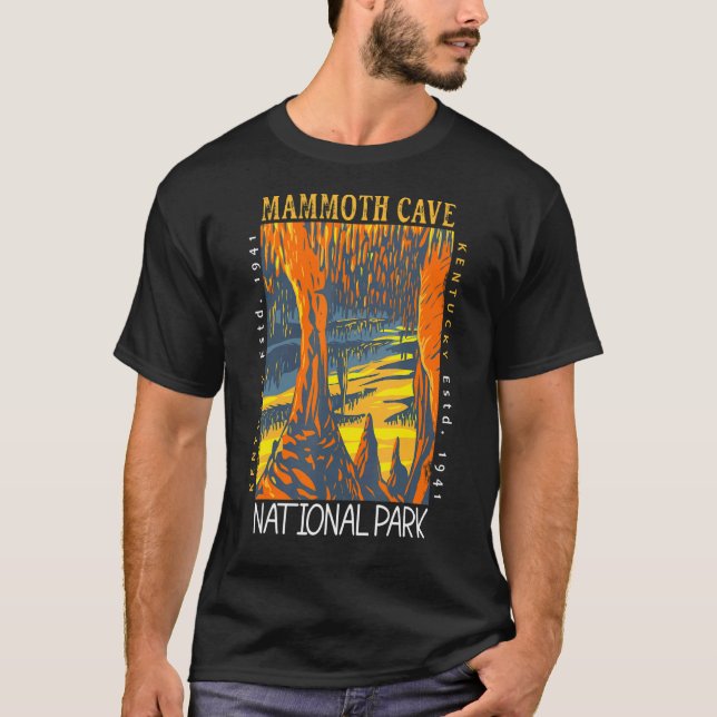 Mammoth Cave nationalpark Kentucky Distress Vin T Shirt (Framsida)