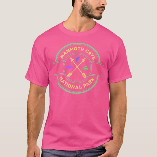 Mammoth Cave nationalpark Rustic Stil Logotyp Camp T Shirt (Framsida)