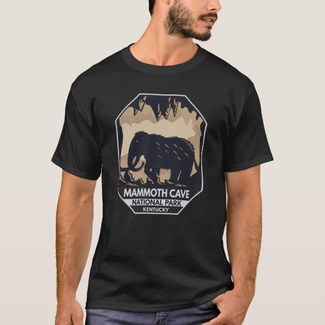 Mammoth Cave nationalpark Wooly Mammoth Emblem T Shirt (Framsida)