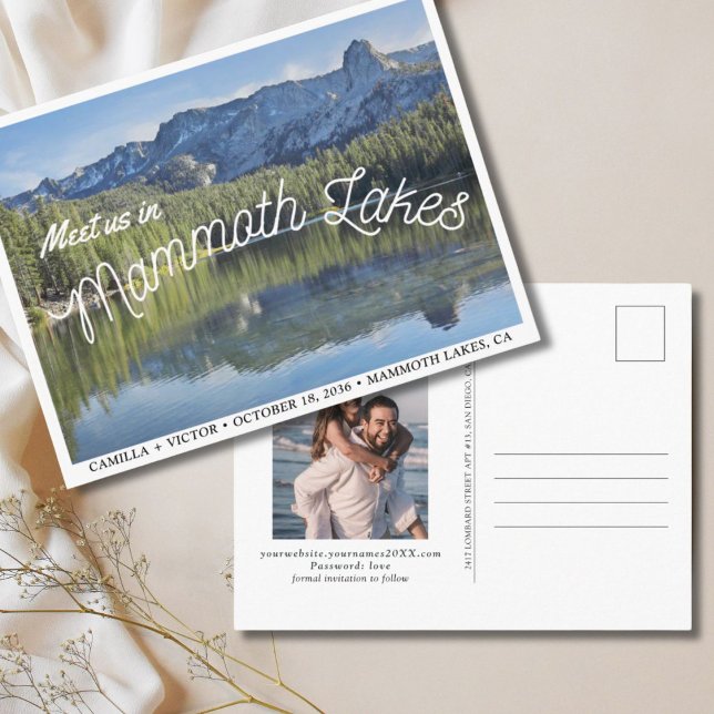 Mammoth Lakes Bröllop Spara datum Postkort Vykort (Mammoth Lakes Wedding Save the Date Postcard
)