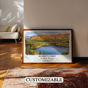 Mammoth Lakes Kalifornien Affisch, Akvarell, Custo Poster