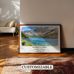 Mammoth Lakes Kalifornien Affisch, Akvarell, Custo Poster