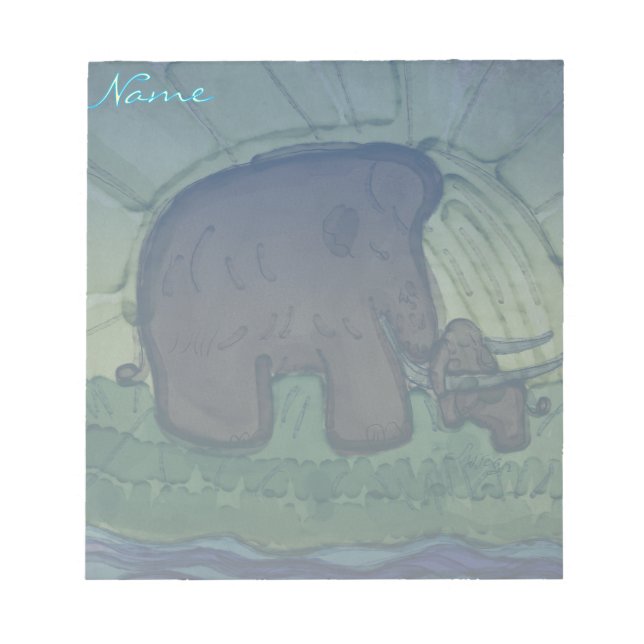 Mammoth med kalv anteckningsblock (Framsida)