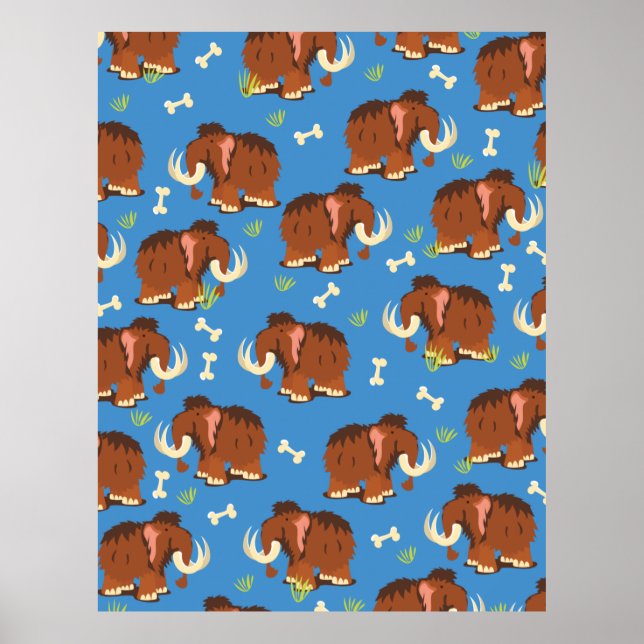 Mammoth Mönster söt tecknad. Poster (Framsidan)