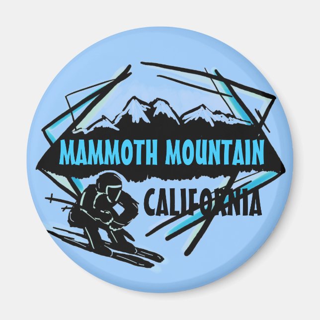 Mammoth Mountain California blue ski logotyp magne Magnet (Framsidan)