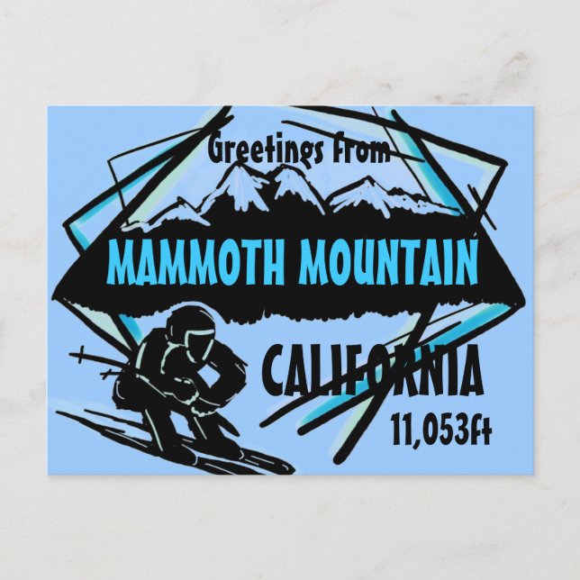 Mammoth Mountain California Blue skidkort Vykort (Framsida)