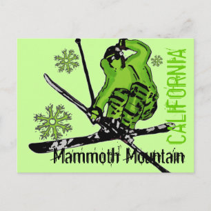 Mammoth Mountain California grönt skier vycard Vykort