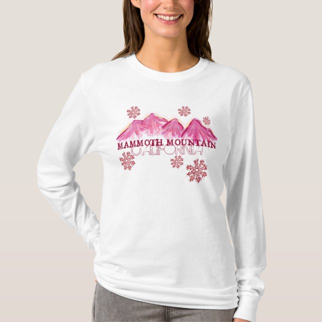 Mammoth Mountain California rosa themed hoodie T Shirt (Framsida)
