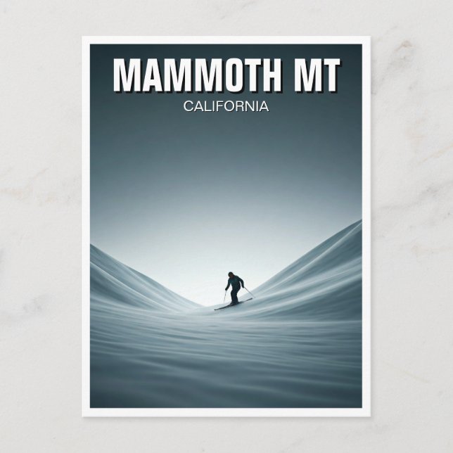 Mammoth Mountain California Skiing Skier Travel Vykort (Framsida)