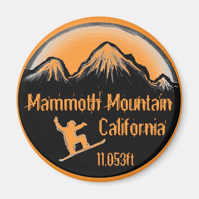 Mammoth Mountain California snowboard art magnet (Framsidan)