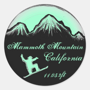 Mammoth Mountain California snowboard-konsthandtag Runt Klistermärke
