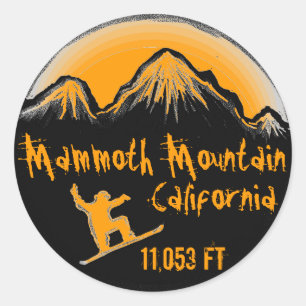 Mammoth Mountain California snowboard-konsthandtag Runt Klistermärke