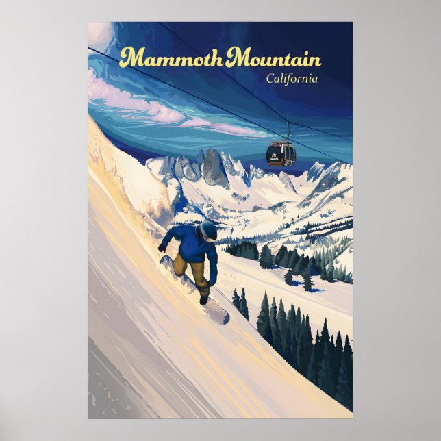 Mammoth Mountain Snowboard Reseskylt Poster (Framsidan)
