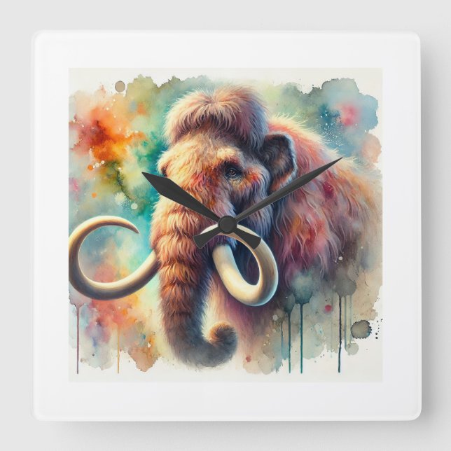 Mammoth Serenity 060824AREF142 - Watercolor Fyrkantig Klocka (Framsida)