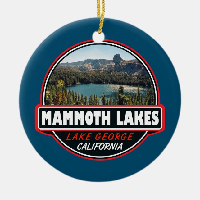Mammoth Sjöar California Travel Art Emblem Julgransprydnad Keramik (Framsidan)