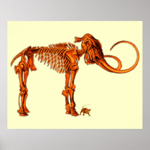 Mammoth Skeleton och Mouse Poster