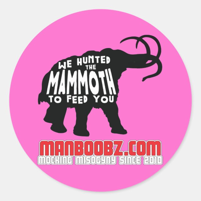 Mammoth Sticker i Rosa Runt Klistermärke (Framsida)