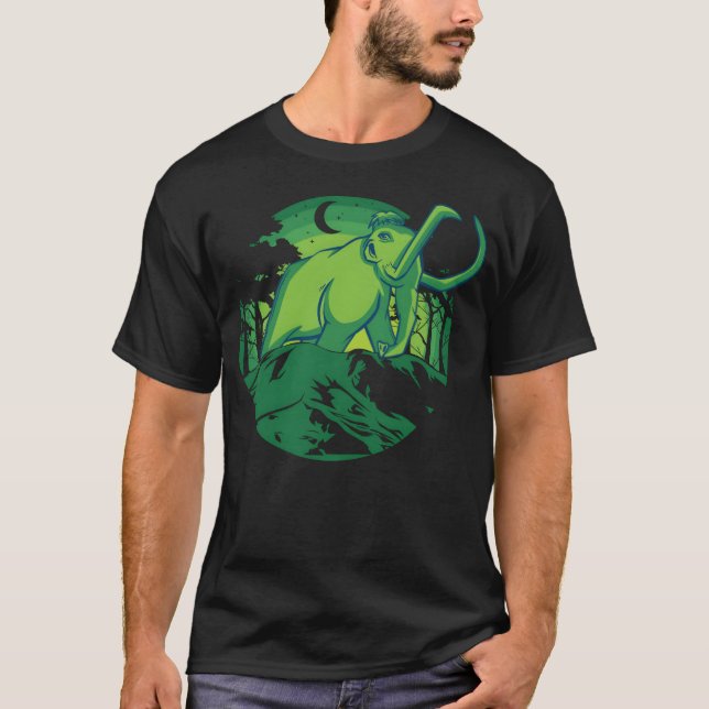 Mammut Förhistoriskt Djur retro T Shirt (Framsida)