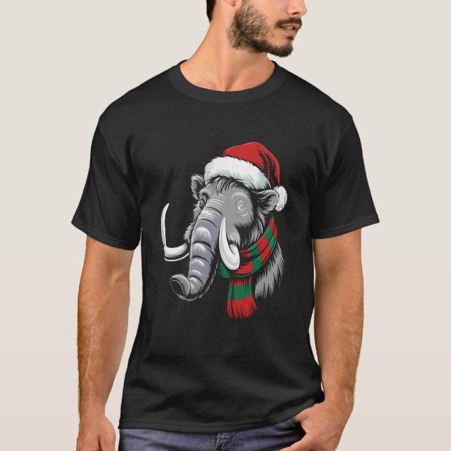 Mammut jul Santa hatt scarf jul kostym T Shirt (Framsida)