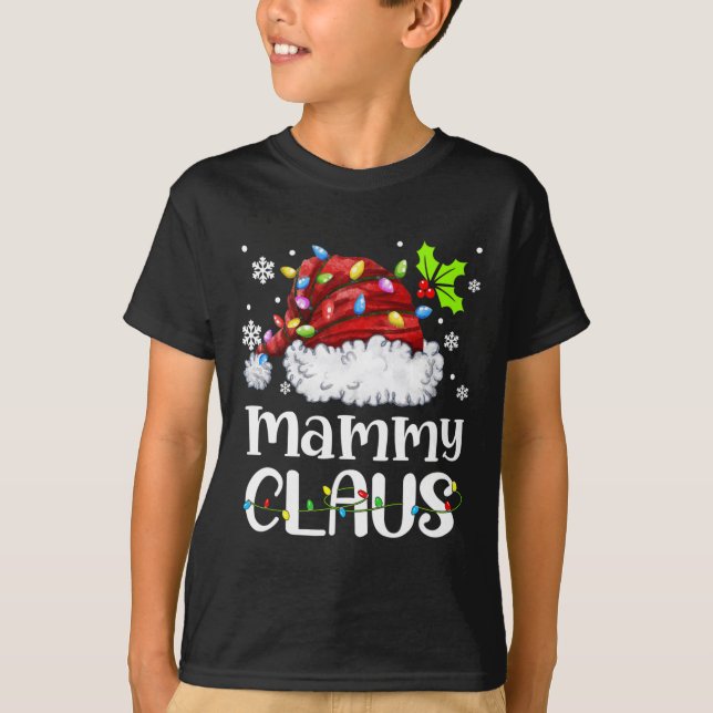 Mammy Claus Santa Hat Julafton-familjen med jullju T Shirt (Framsida)