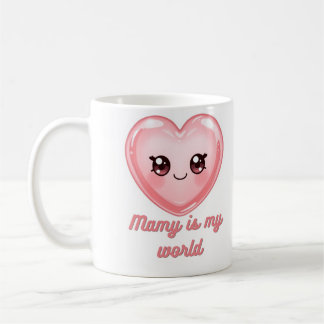 Mamy är min värld Mugg - Söt rosa Kawaii hjärta ka