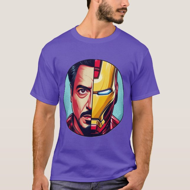 Man and Machineony Stark and Iron Man Fusion in Co T Shirt (Framsida)