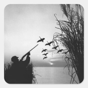 Man Anka Hunting Fyrkantigt Klistermärke