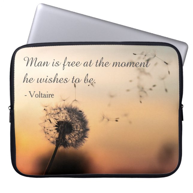 Man är fri Voltaire-citat Maskros Laptop Fodral (Framsidan)