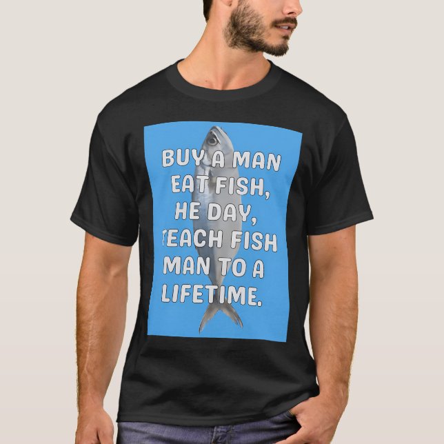 Man äter fisk roligt t shirt (Framsida)