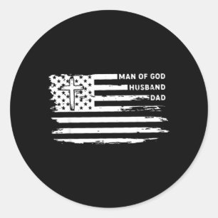 Man Av Gud Make Husbonde Pappa Kristen Amerikansk Runt Klistermärke