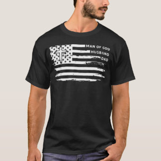 Man Av Gud Make Pappa Kristen Amerikansk Flagga T Shirt