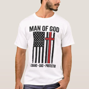 Man av Gud Patriotiskt Kors Kristet T-Shirt Design