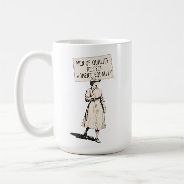Män av kvalitet respekterar kvinnors jämlikhet suf kaffemugg (Vänster)