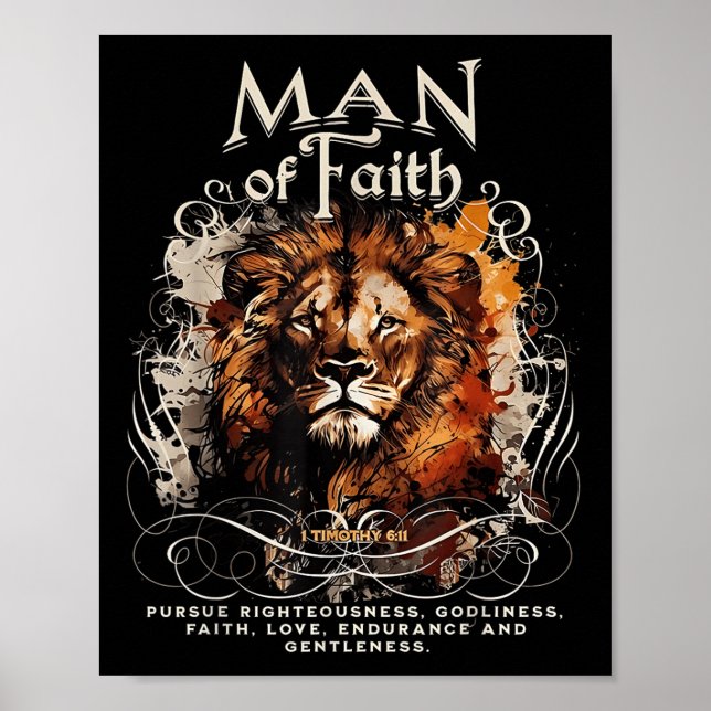 Man Av Tro Lejon Kristen Jesus Lejon Tro  Poster (Framsidan)