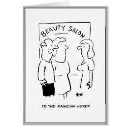 Man bad om magiker på skönhetsvården. hälsningskort