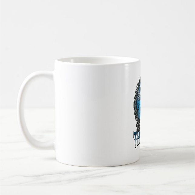 Man Bakom Mask Halloween Spökhus Häxa_1 Kaffemugg (Vänster)