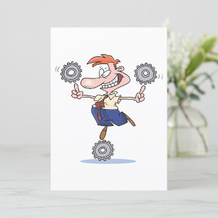 Man Balancing Cogs Inbjudningar